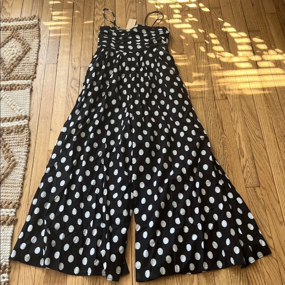 Hutch x Anthropologie the Mable polka dot wide leg jumpsuit NWT SZ M - Picture 3 of 5